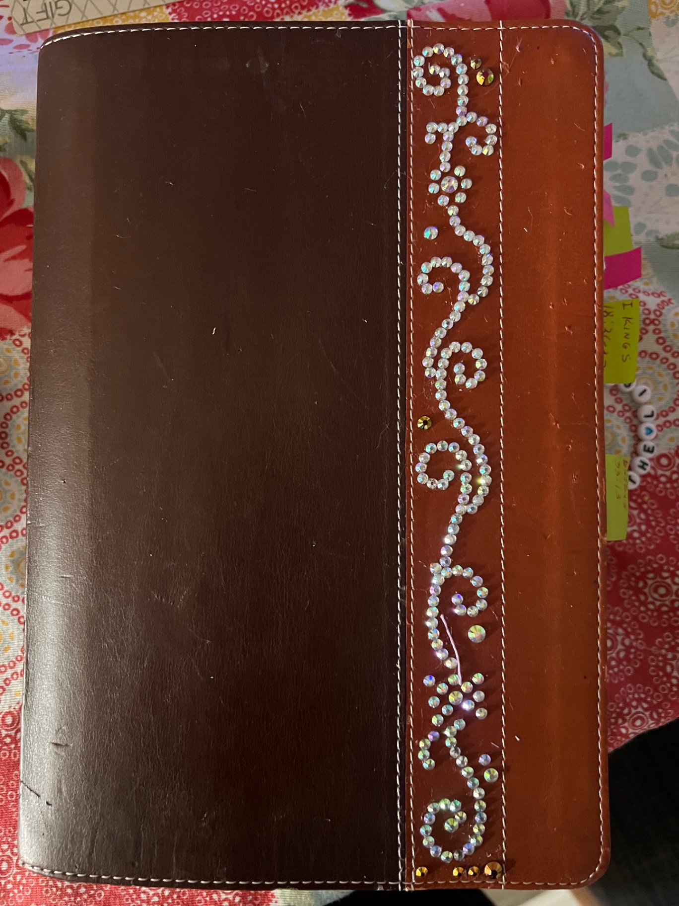 Leather Bible with Crystal Swirl