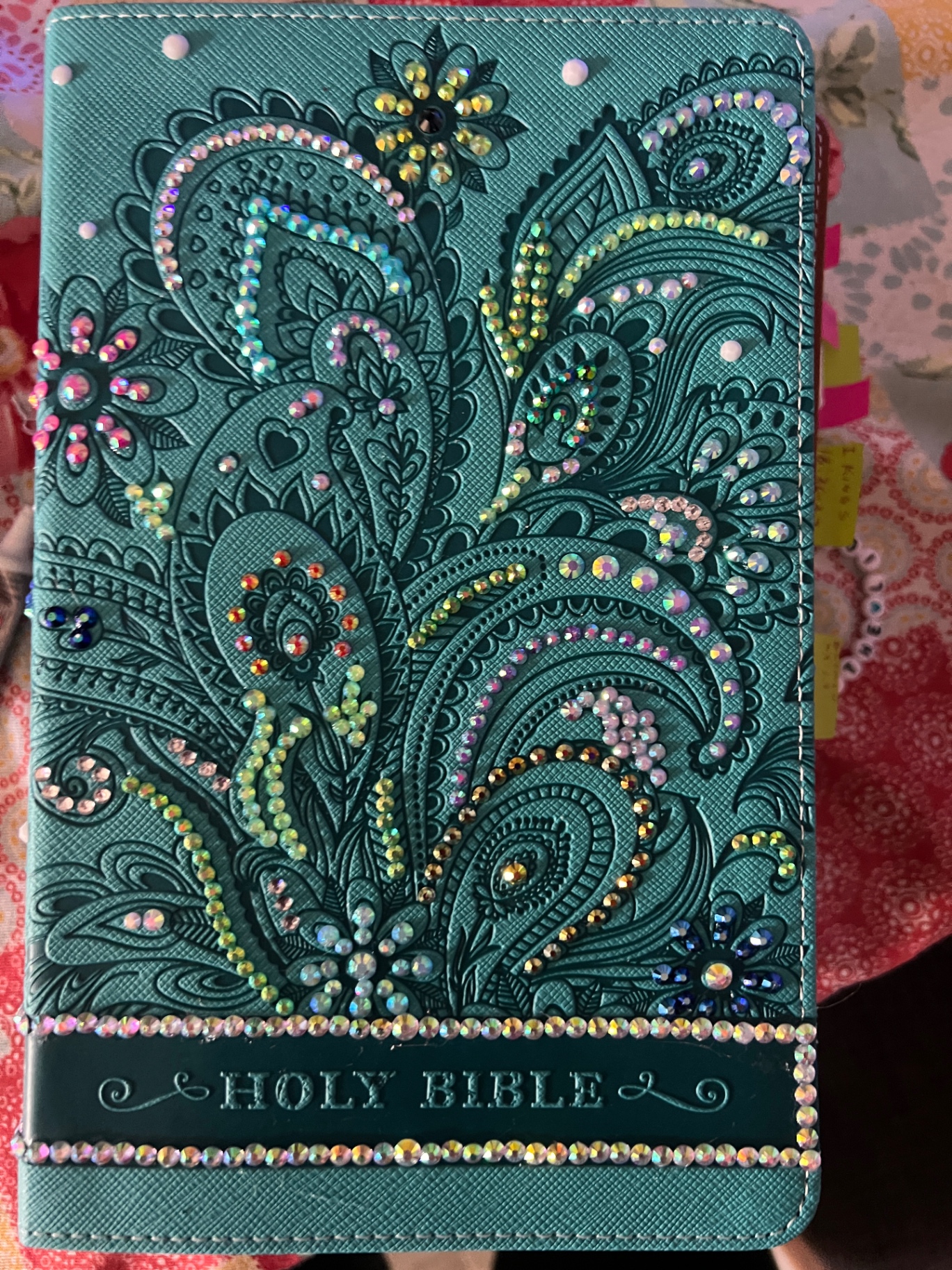 Teal Paisley Bedazzled Bible
